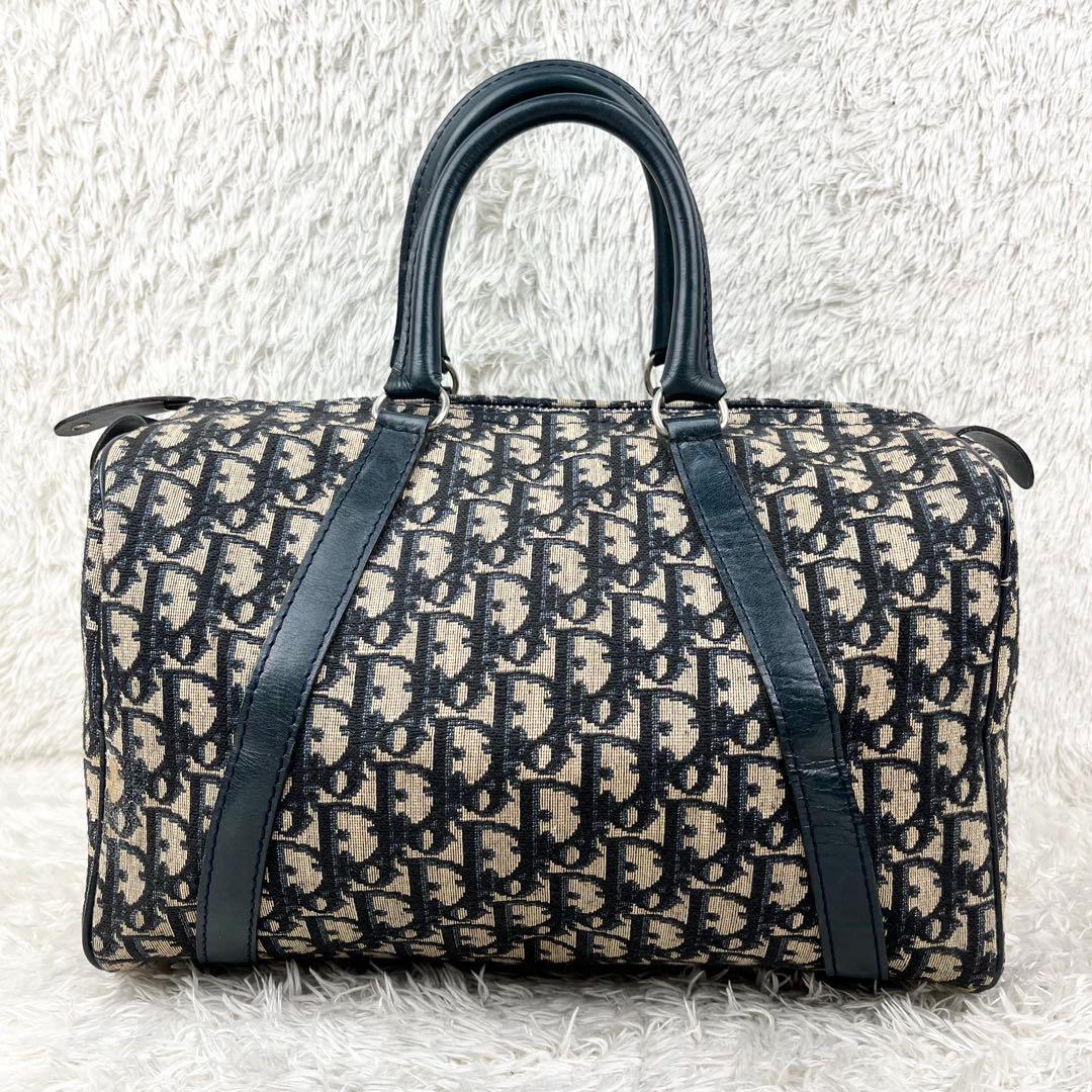 【極美品】クリスチャンディオール ボストンバッグ トロッター ネイビー