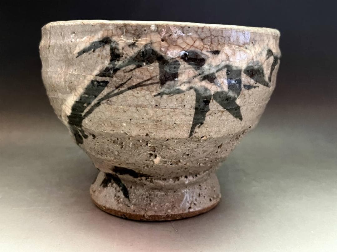 茶碗■古唐津片口碗 高足盃 古い絵唐津酒杯 酒器 合わせ箱？【江戸期】ぐい飲み
