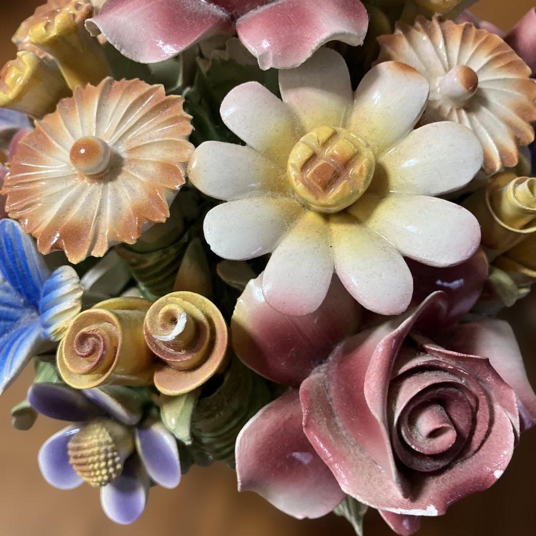 陶花バッサーノ　 イタリア 陶器製 花束 置物 多色