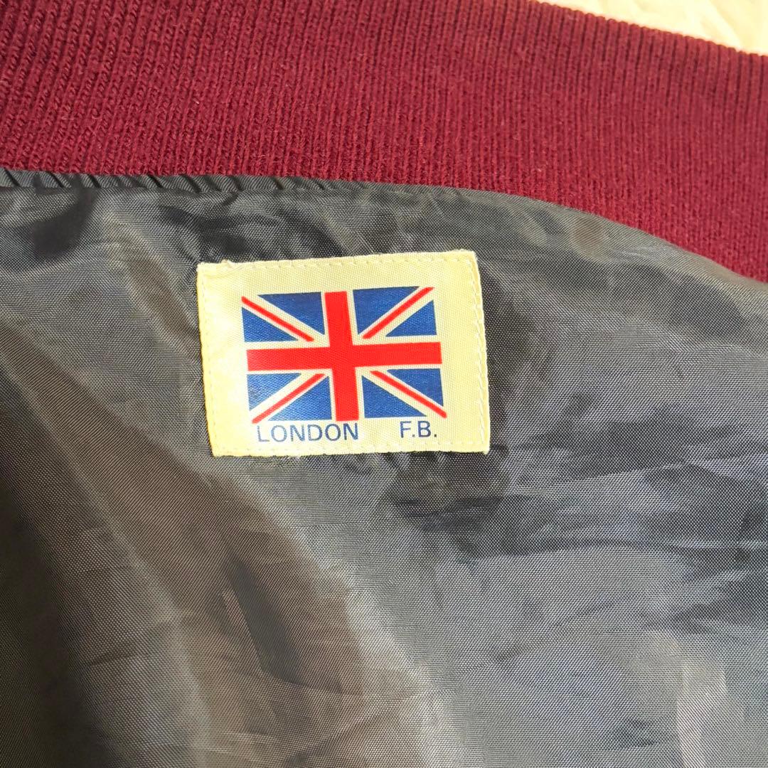 【良品】LONDON F.B. スカジャン 鷹　龍　ベロア 別珍 ボルドー M