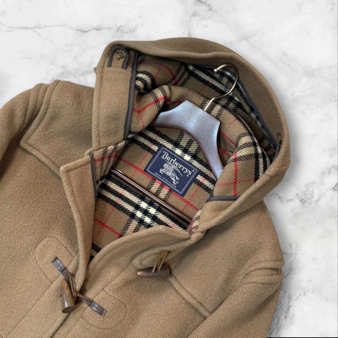 【大きめ3〜4L】バーバリー ダッフルコート　ノバチェック　キャメル　ウール