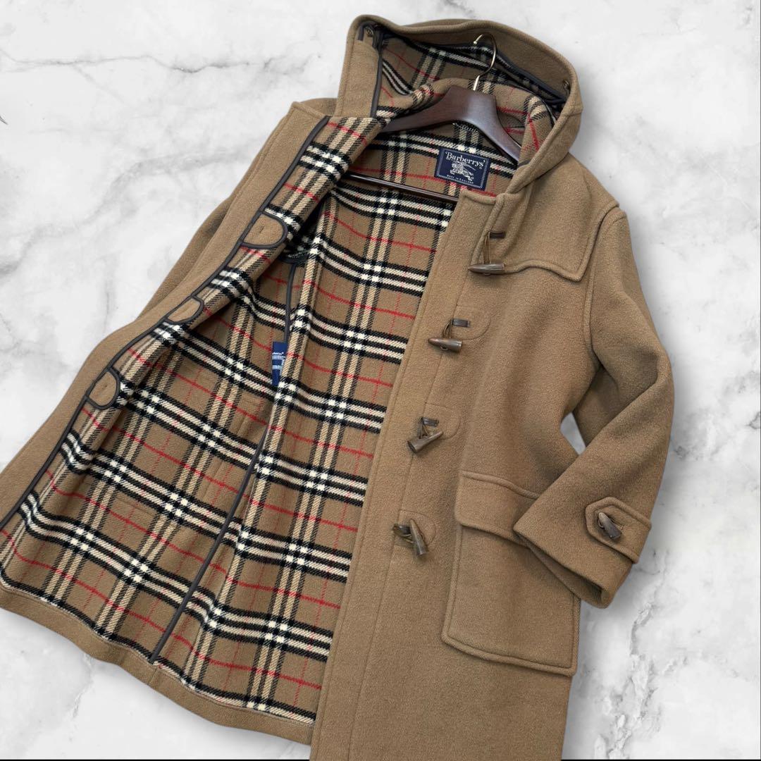 【大きめ3〜4L】バーバリー ダッフルコート　ノバチェック　キャメル　ウール