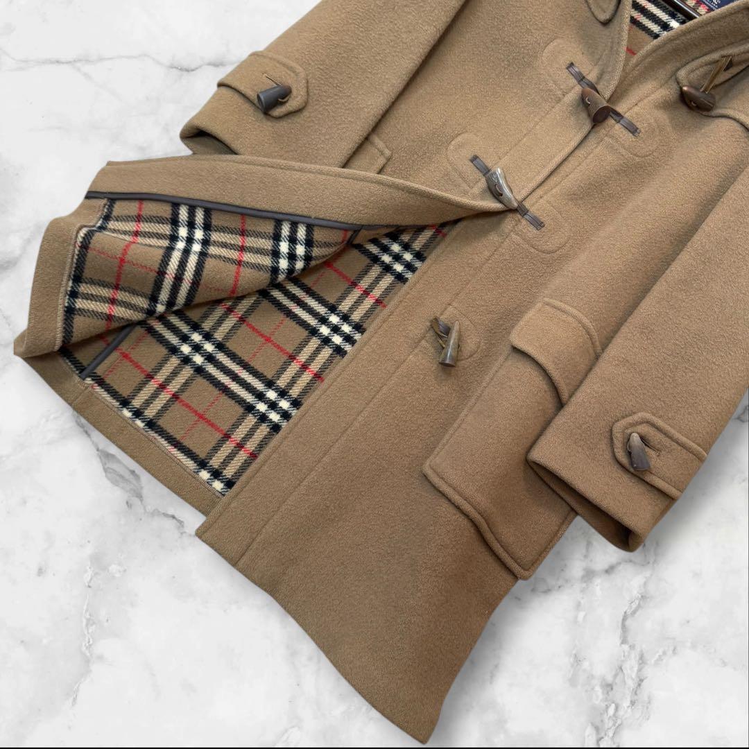 【大きめ3〜4L】バーバリー ダッフルコート　ノバチェック　キャメル　ウール