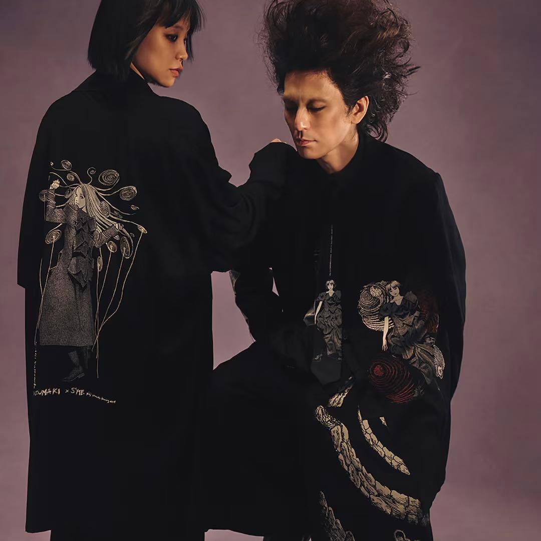 S'YTE×伊藤潤二 25aw 黒谷あざみ シルク ネクタイ / うずまき