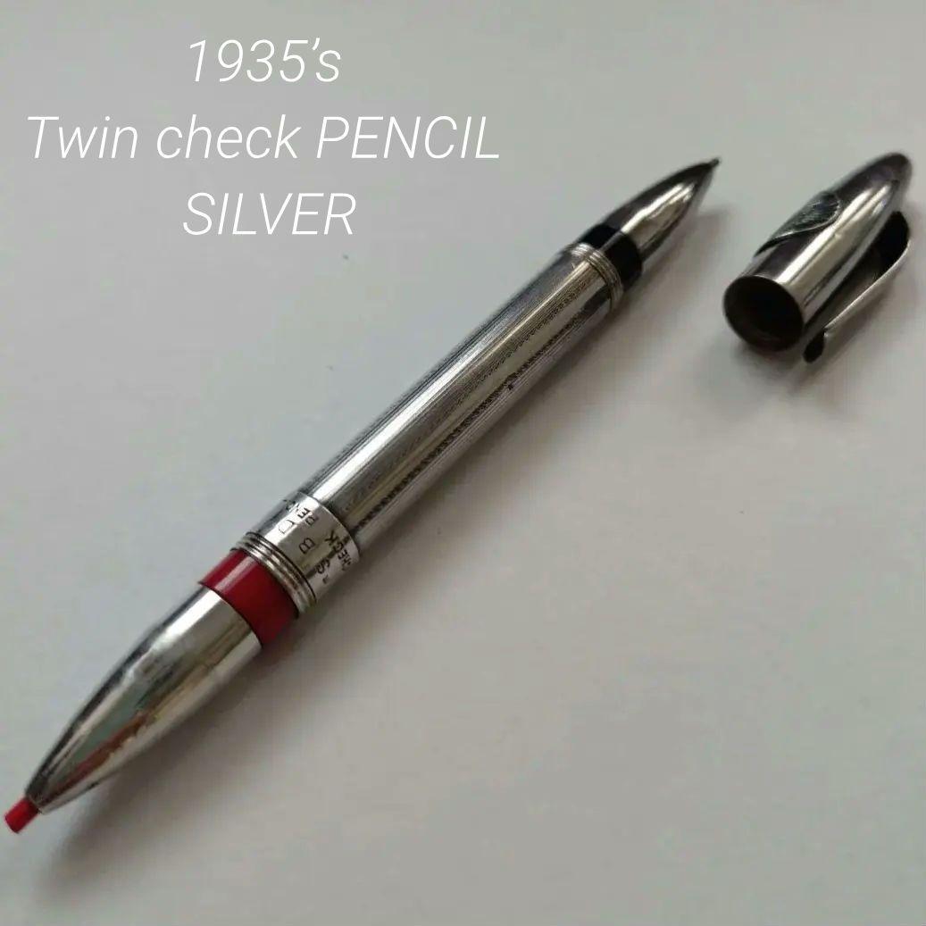 ヴィンテージ 1935’s ツイン チェック ペンシル 日本製 シルバー 銀製