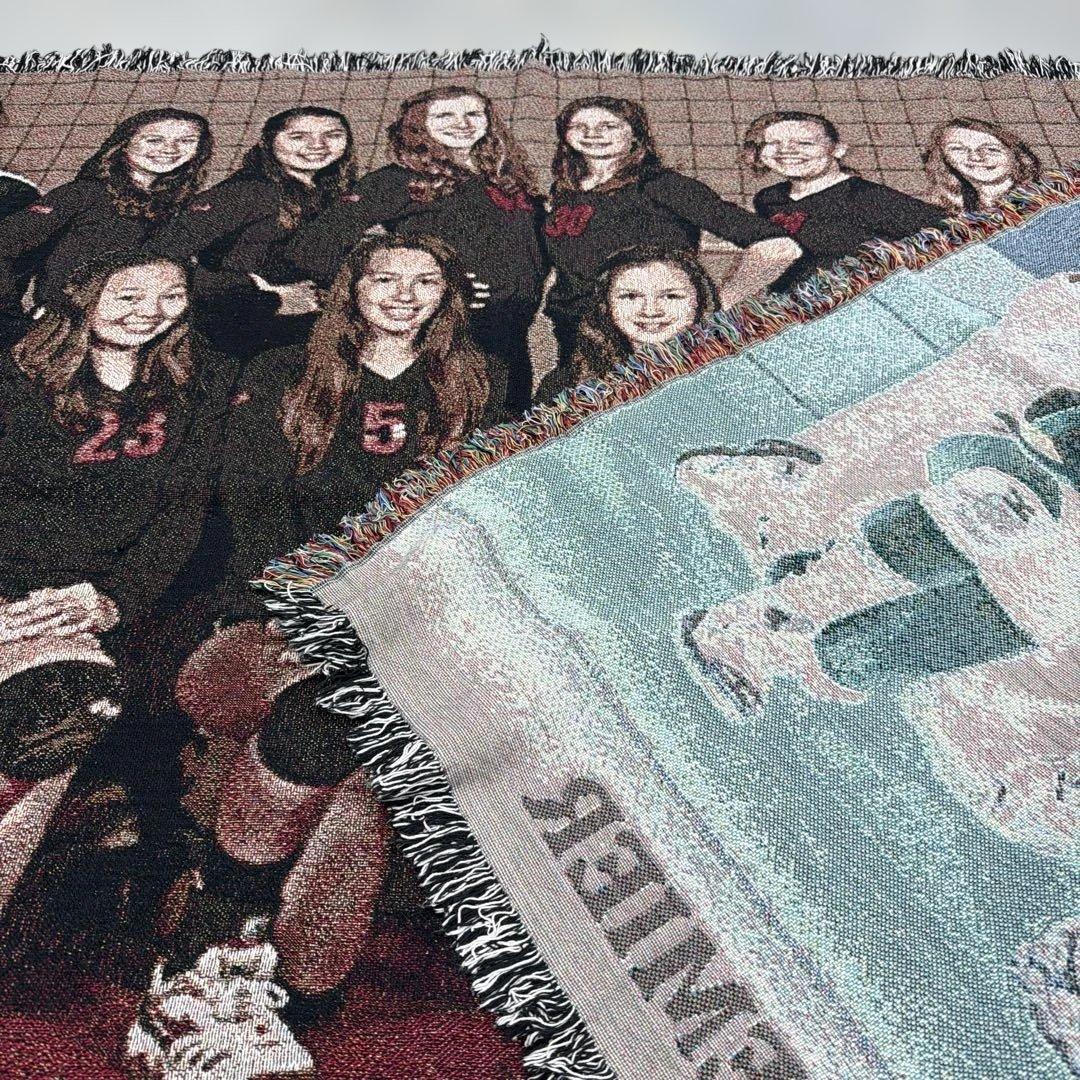 写真風　バレーボールチーム　マルチカバー　ソファカバー　ラグ　130x178