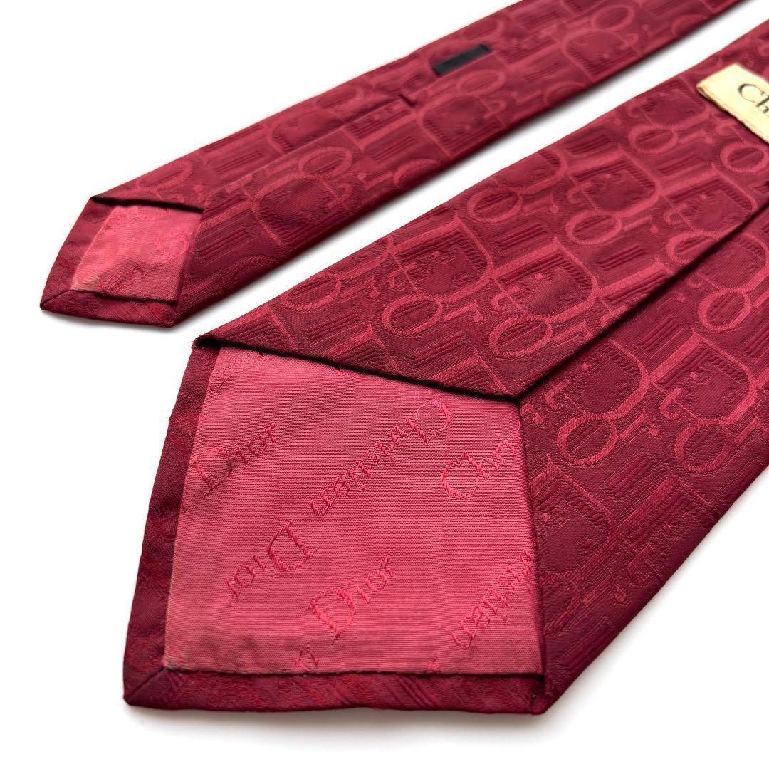 ꧁美品꧂ クリスチャンディオール ネクタイ トロッター オブリーク ロゴ レッド