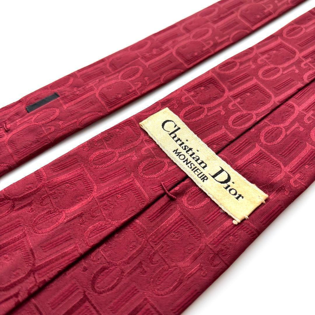 ꧁美品꧂ クリスチャンディオール ネクタイ トロッター オブリーク ロゴ レッド