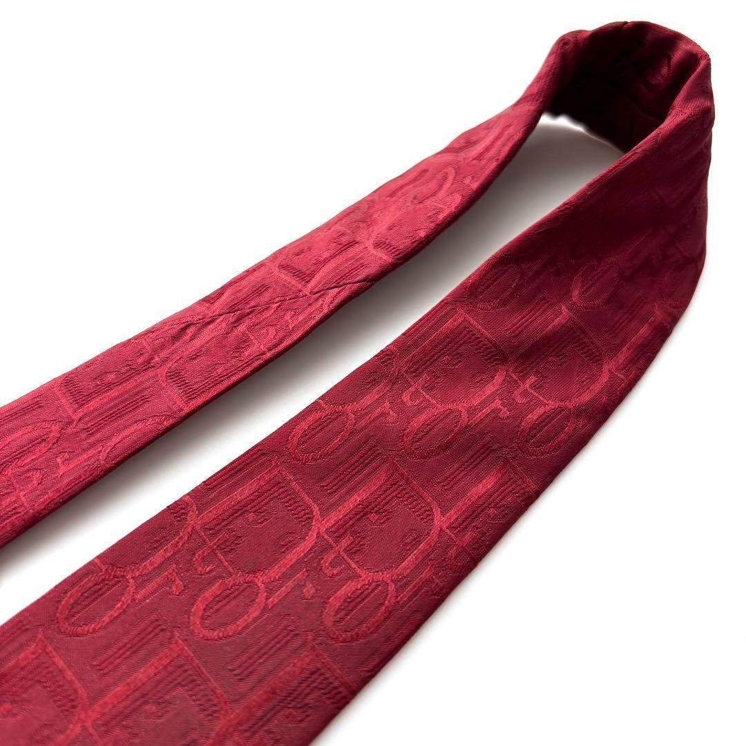 ꧁美品꧂ クリスチャンディオール ネクタイ トロッター オブリーク ロゴ レッド