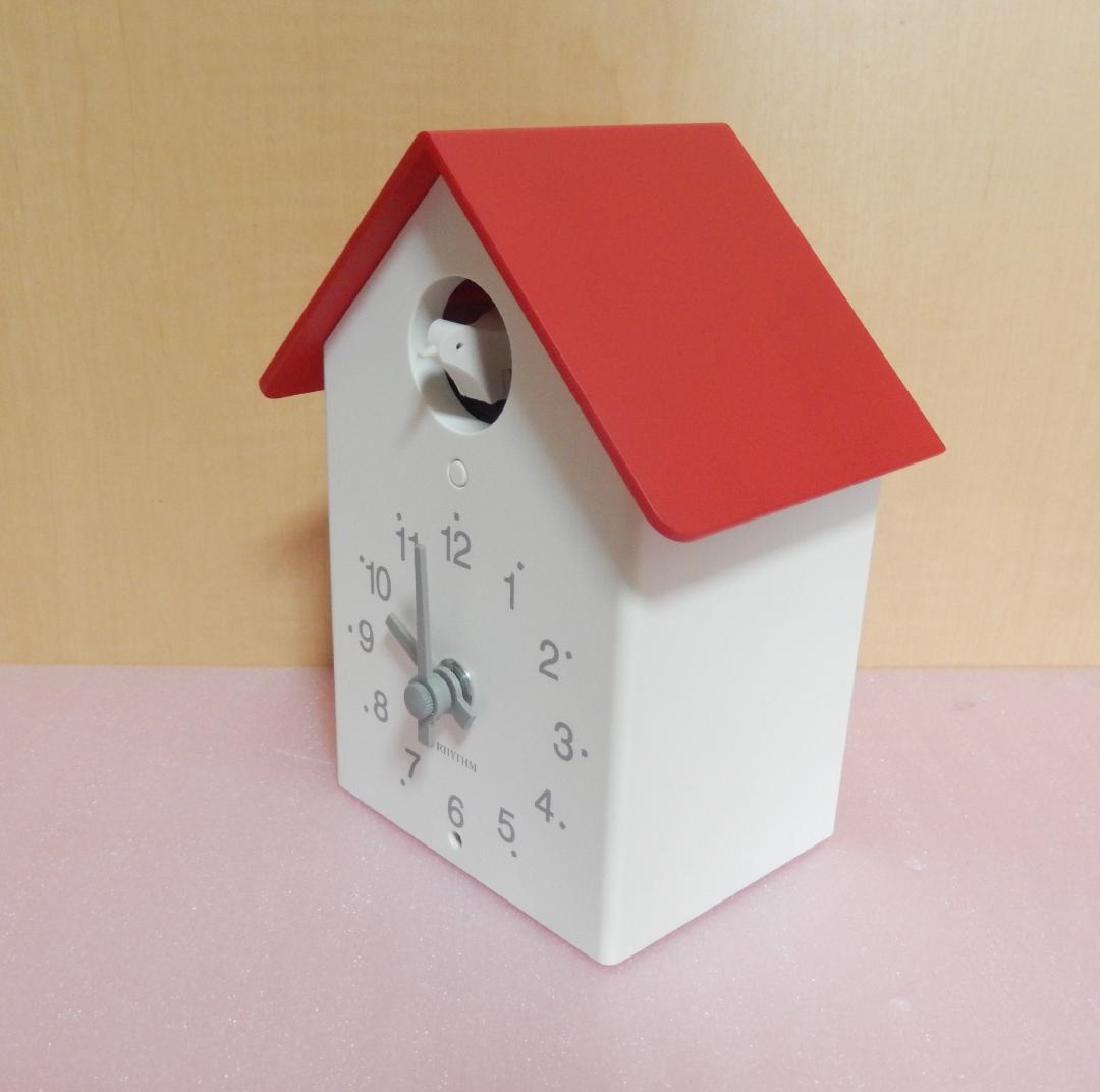 RHYTHM　鳩時計ふいごカッコー 赤色 掛置兼用－２