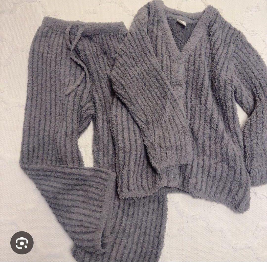 ジェラピケ　もこもこセットアップ　長袖　長ズボン　グレー