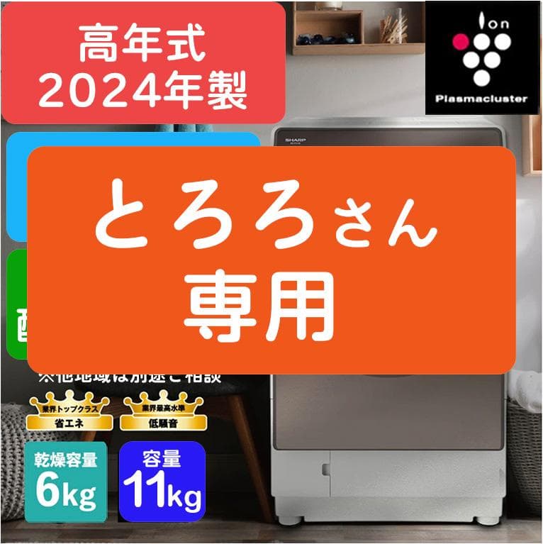 【2024年式・ほぼ新品】SHARP ドラム式洗濯機 ES-FA1B 本体