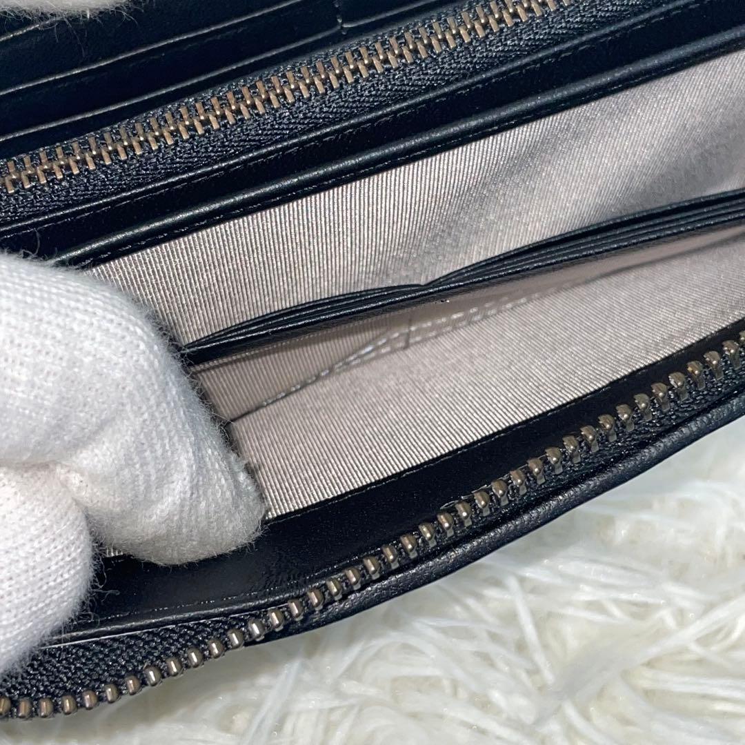 極美品 ラウンドファスナー イントレチャート リッシュブルジョン デンハマノ 黒