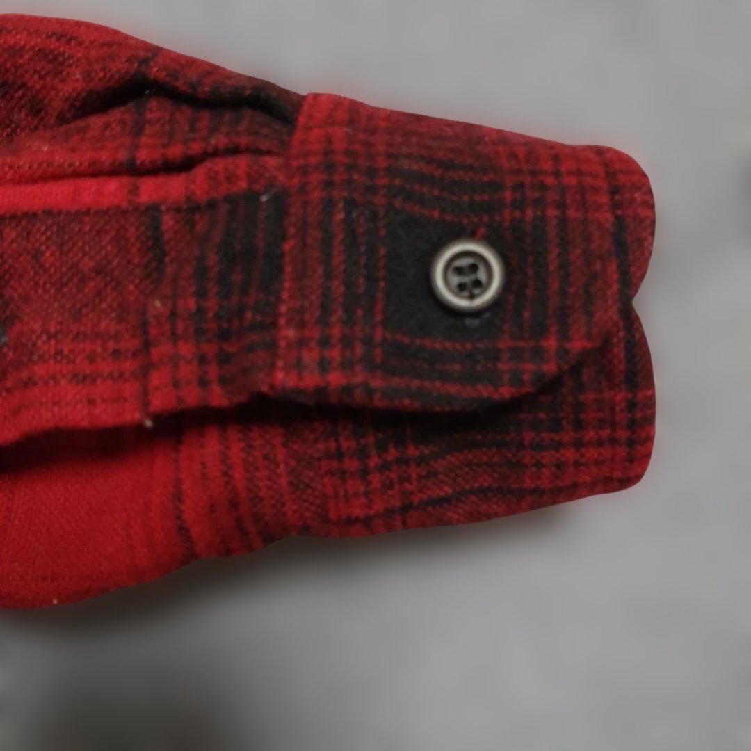 90s ペンドルトン オンブレシャツ 赤黒 アメリカ製　ウール