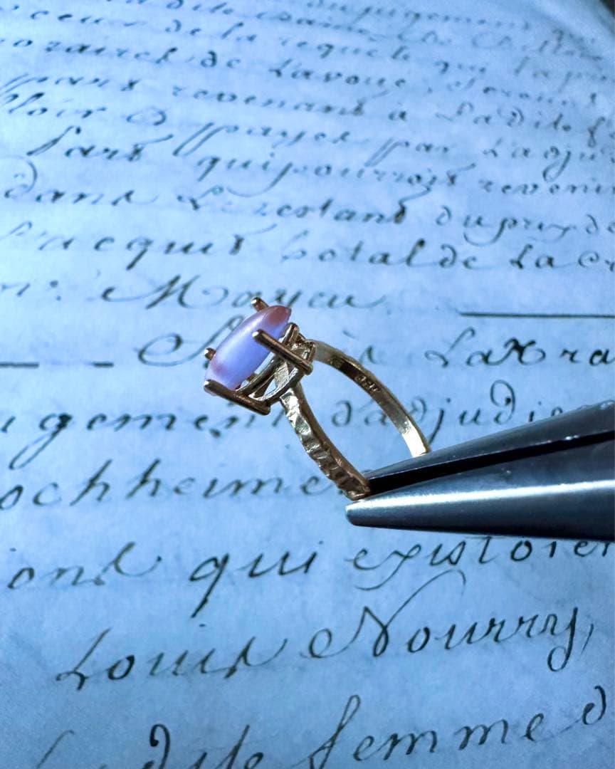 アンティーク　サフィレット　リング　指輪　フロスト　JBB ナベット　マーキス