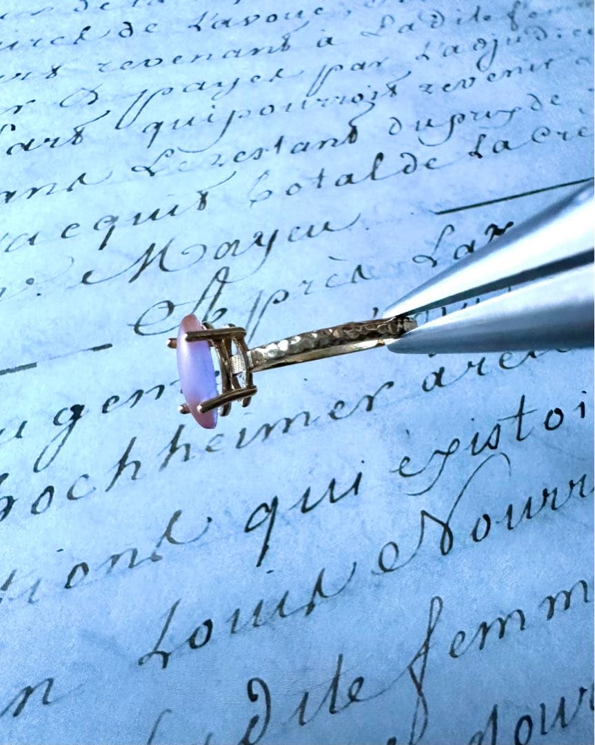 アンティーク　サフィレット　リング　指輪　フロスト　JBB ナベット　マーキス