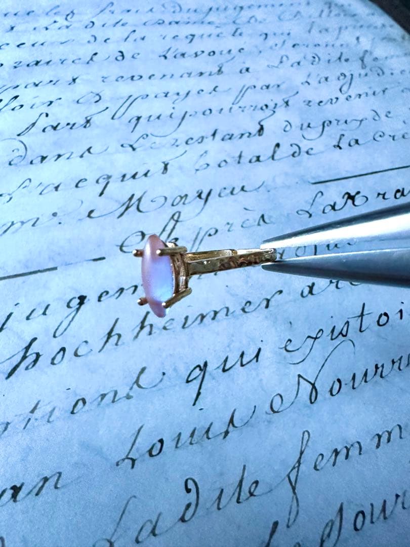 アンティーク　サフィレット　リング　指輪　フロスト　JBB ナベット　マーキス