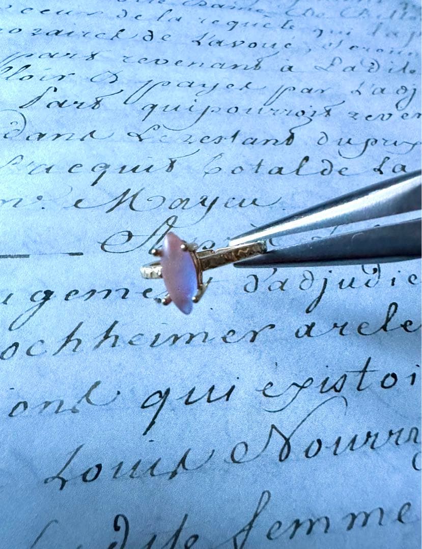 アンティーク　サフィレット　リング　指輪　フロスト　JBB ナベット　マーキス