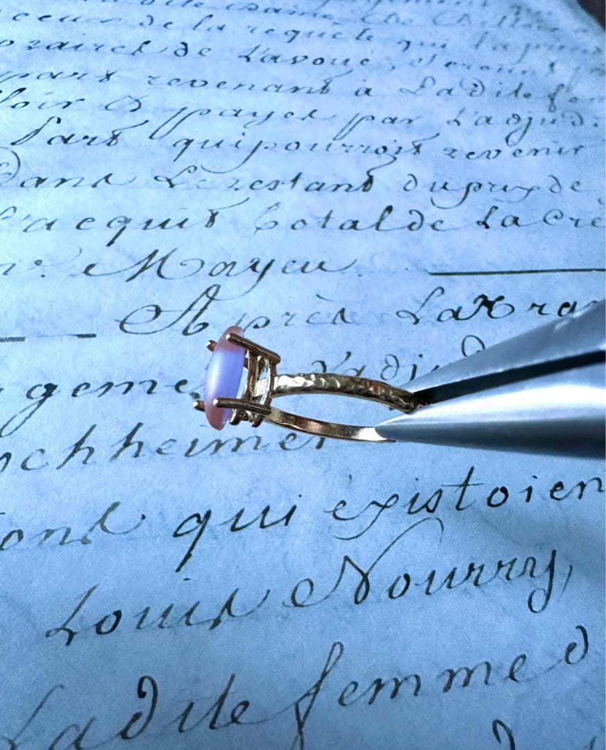 アンティーク　サフィレット　リング　指輪　フロスト　JBB ナベット　マーキス