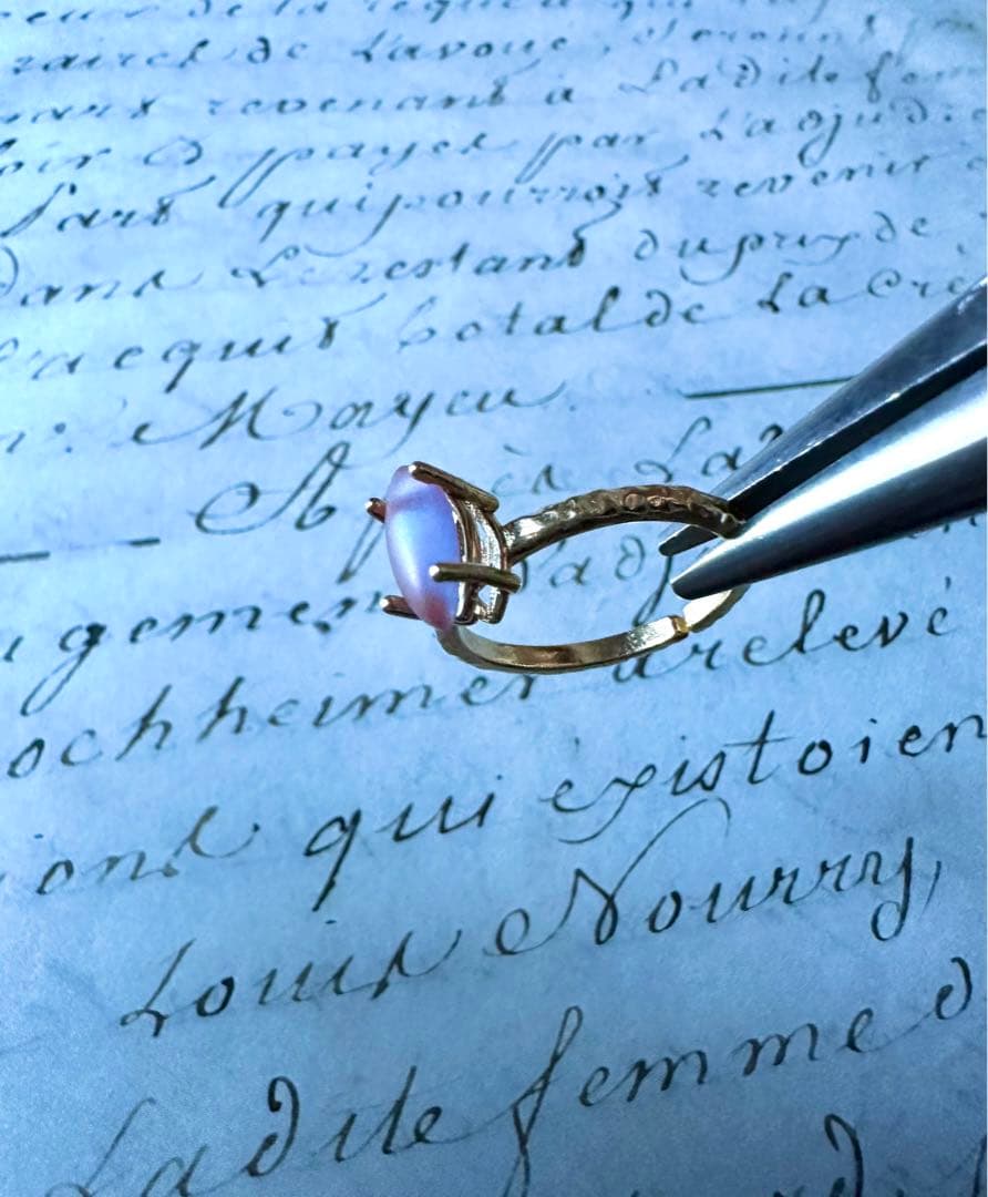 アンティーク　サフィレット　リング　指輪　フロスト　JBB ナベット　マーキス