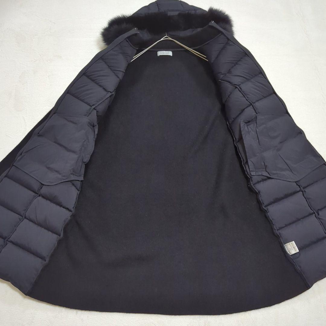 美品 40 バーニーズニューヨーク ニット切替 3way ダウンコート ロング丈