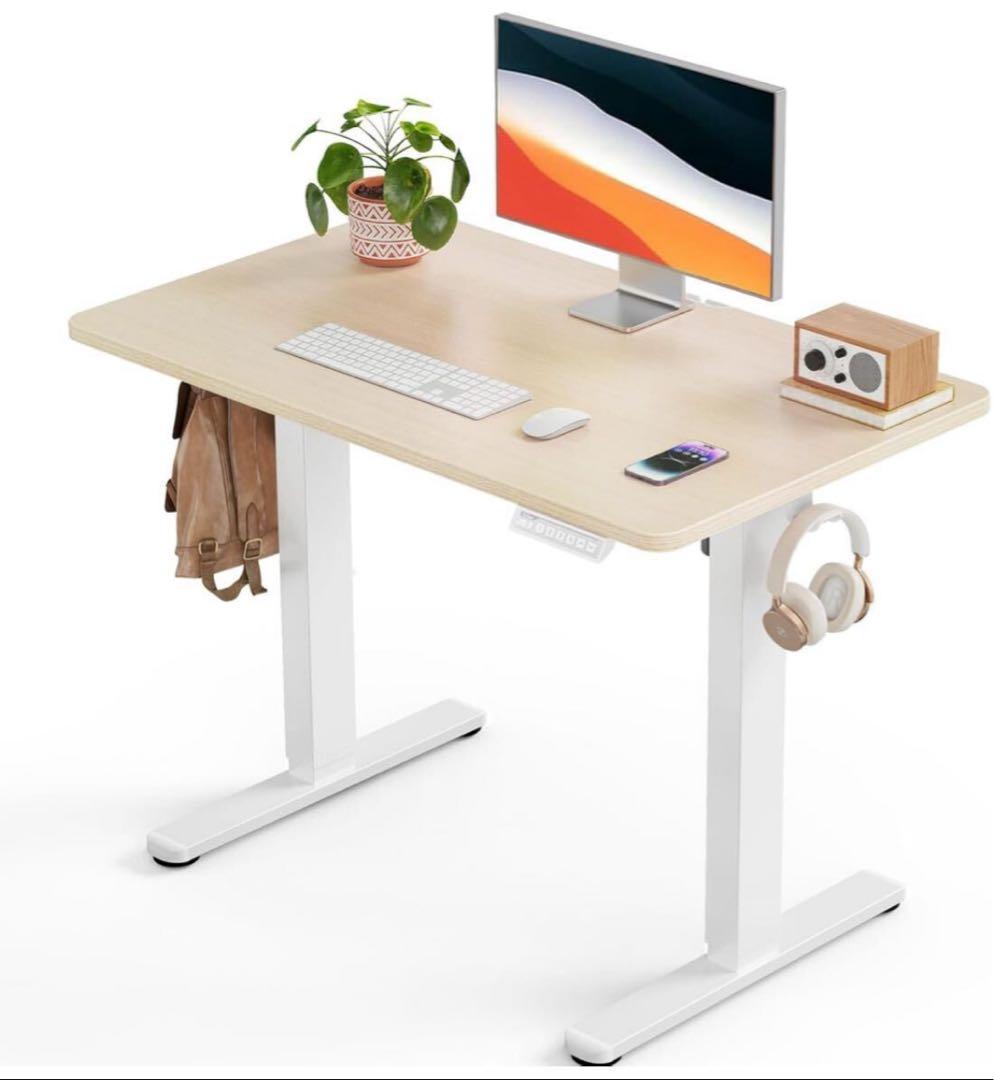 電動 昇降デスク 一枚板 スタンディングデスク 幅100cm 無段階高さ調節