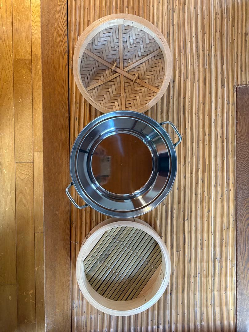 未使用に近い　国産桧せいろ・鍋セット