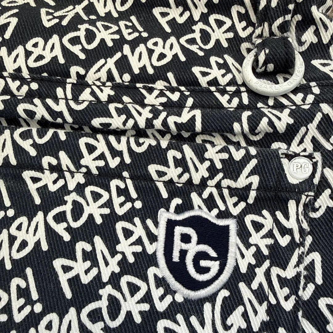 防寒　蓄熱　裏地付き　パーリーゲイツ　パンツ　総柄　M〜L相当　紺　白　ネイビー