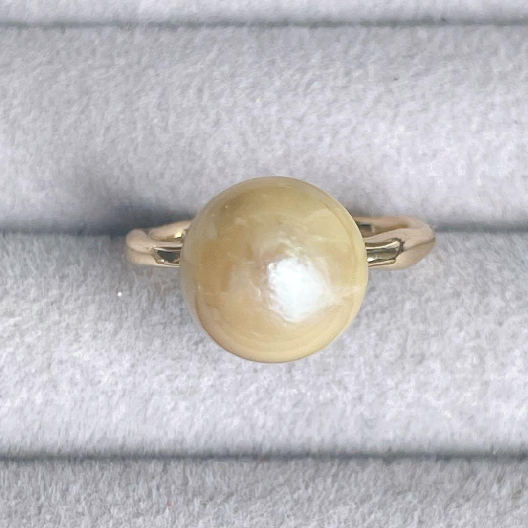 043 南洋パールオープンリング　ゴールド白蝶真珠　12号　フリーサイズ