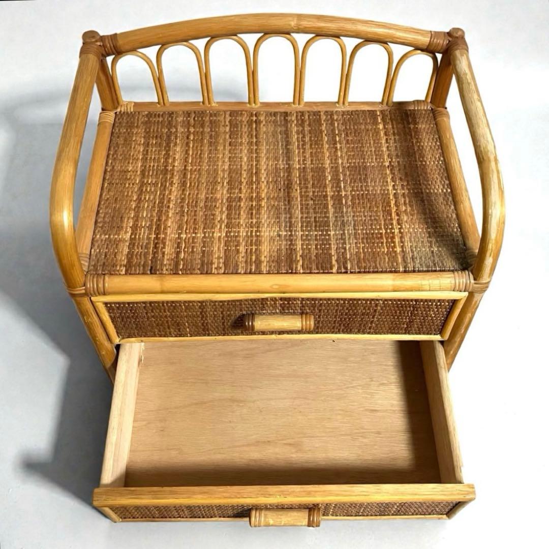 【良品】ラタン製 5段チェスト　籐家具 昭和レトロ