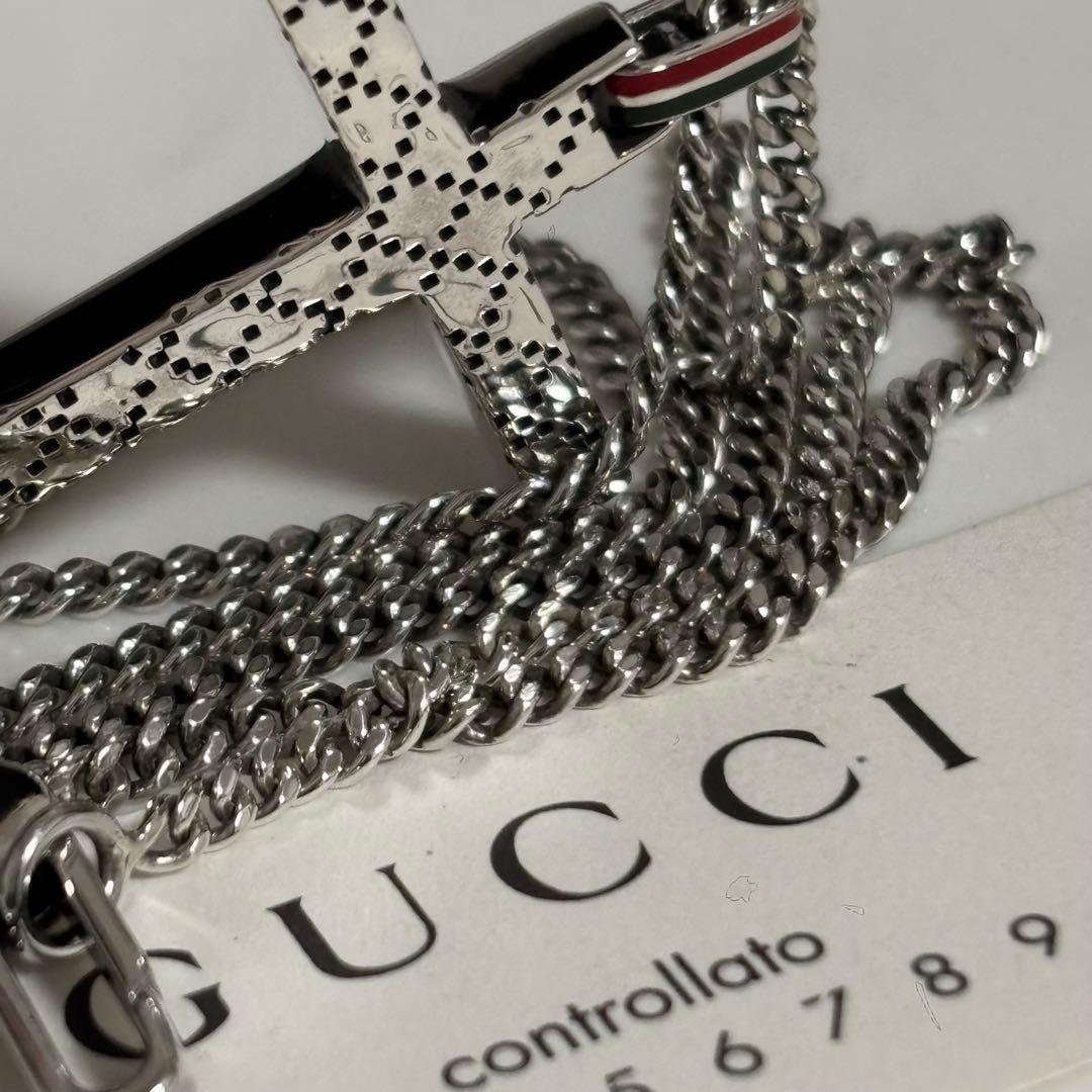 GUCCI 新品同様品　ディアマンテクロスネックレス　極美品　925シルバー