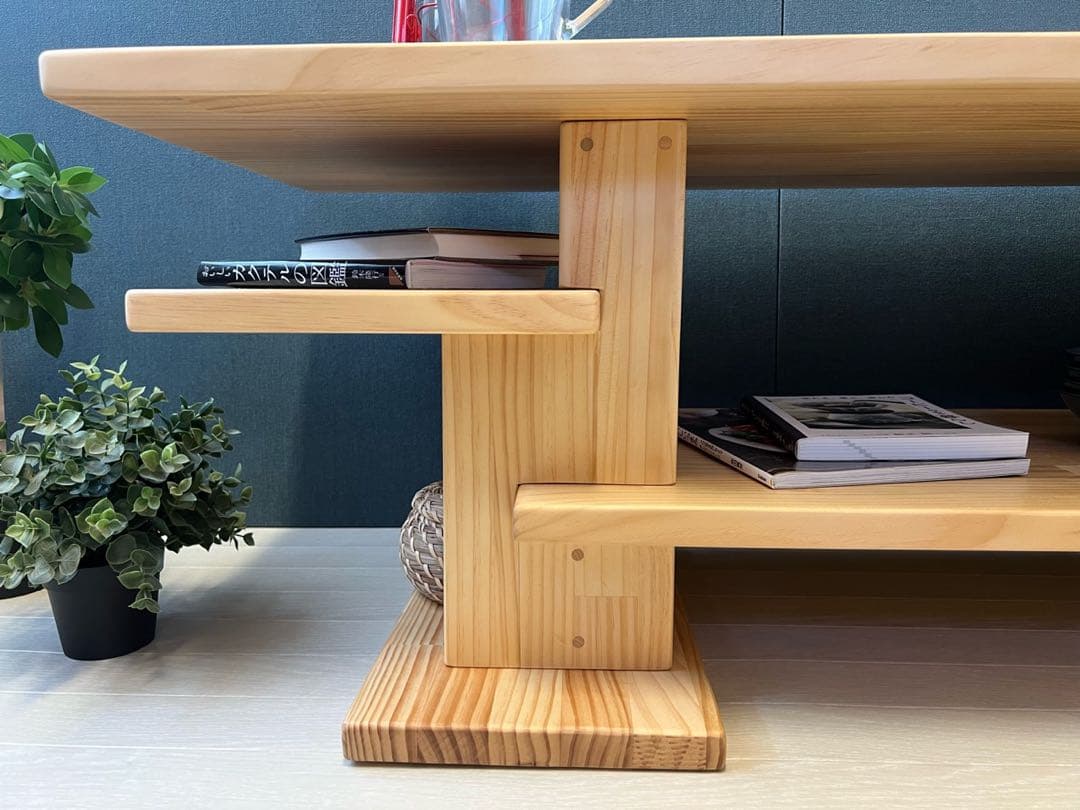 【在庫整理】 ローテーブル 木組みたっぷり収納 120cm 45cm パイン