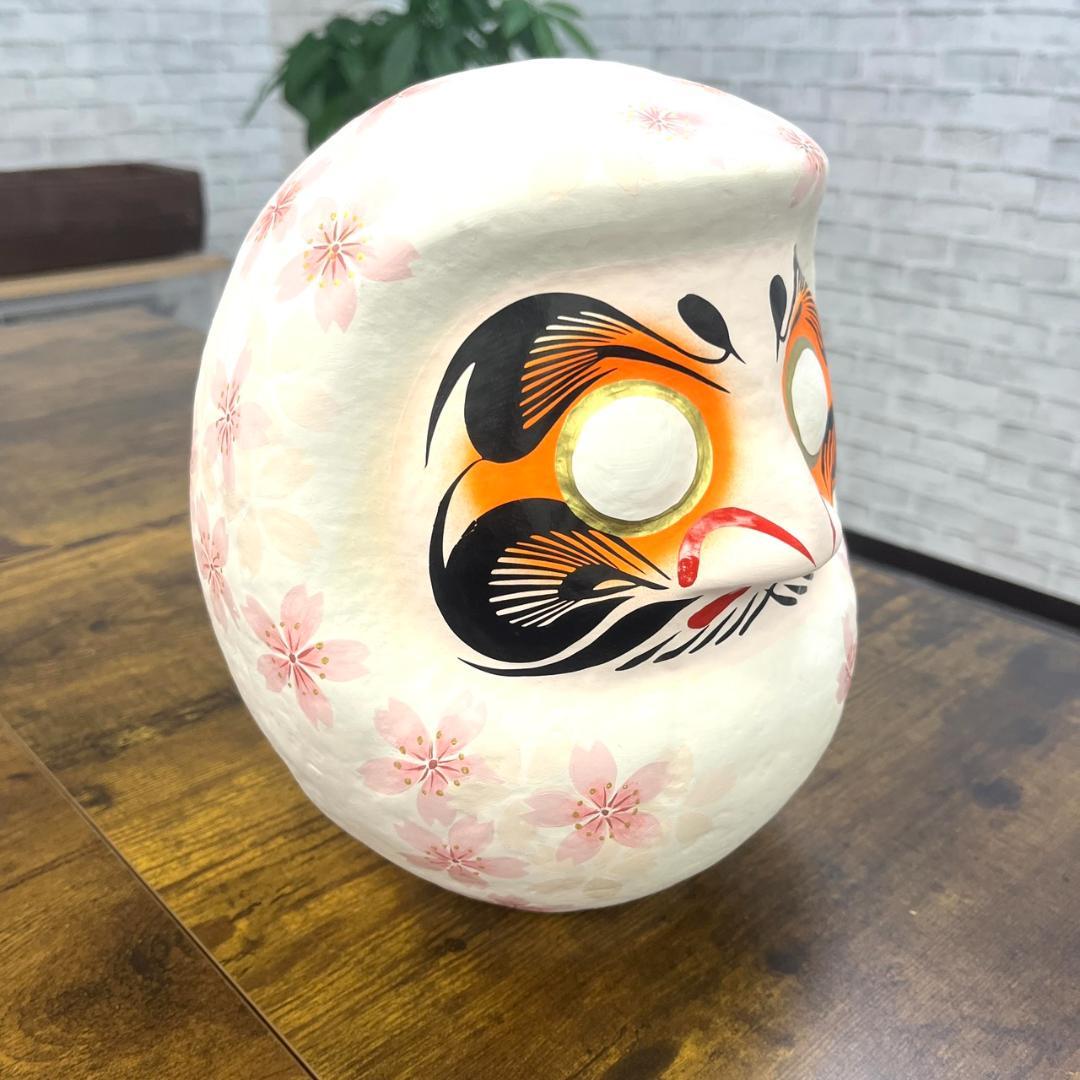 花筆工房作成 アートダルマ 桜柄 7号 職人手作り 花咲かすだるま 縁起物 置物