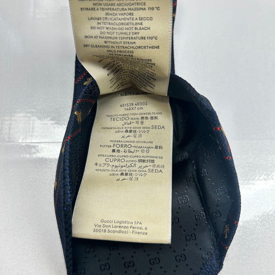 GUCCI グッチ 美品 ネクタイ 近年タグ 蜂 ビー ストライプ 人気 シルク