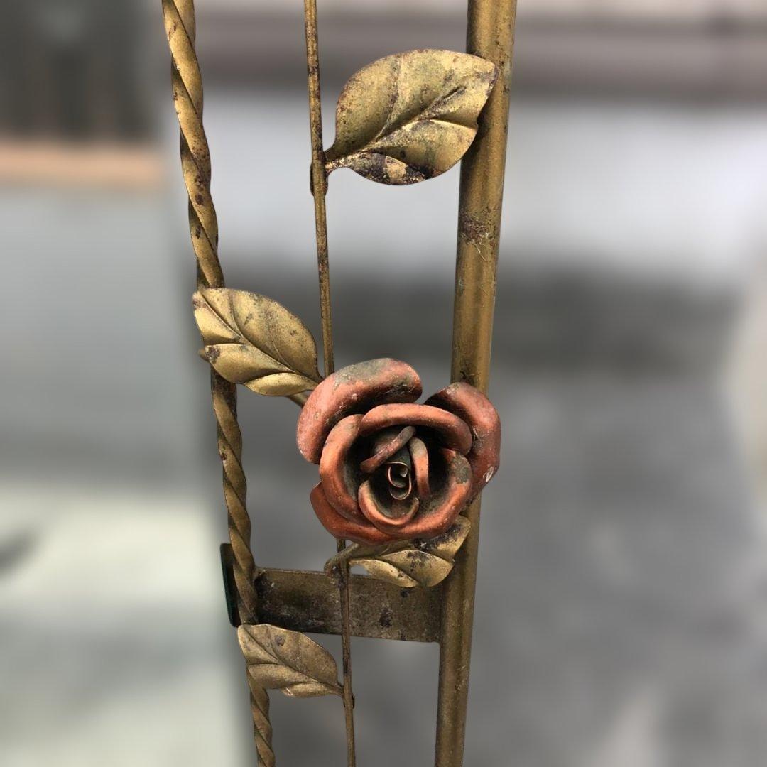 バラ装飾 アーチ型 スタンドミラー 姿見 ヴィンテージ アンティーク