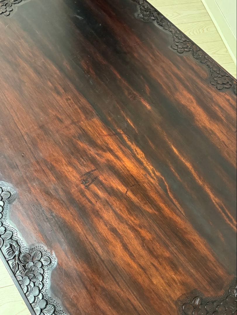 Icchodo軽井沢彫 桜 座卓 彫刻 時代ローセンターテーブル