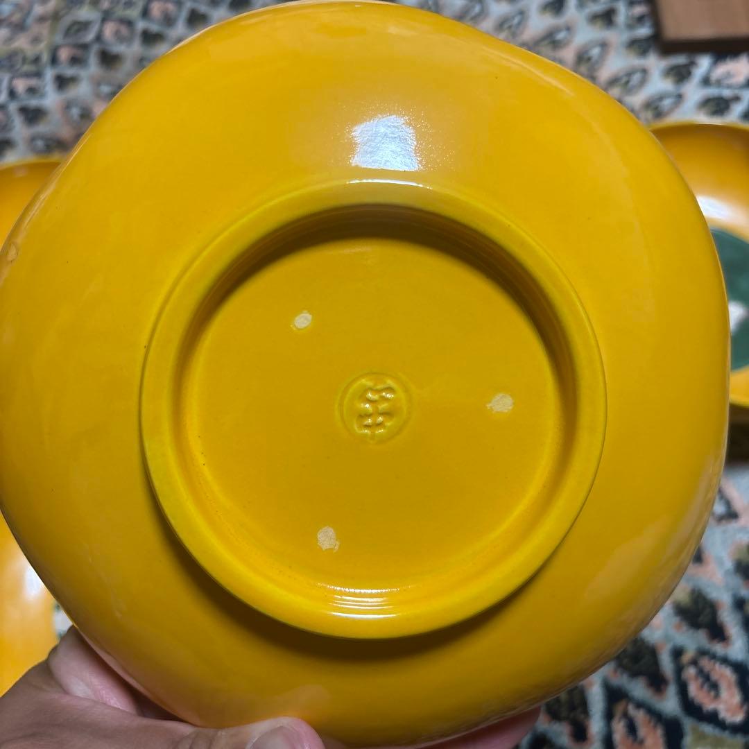 黄交趾 梅鉢 赤沢正中作 共箱