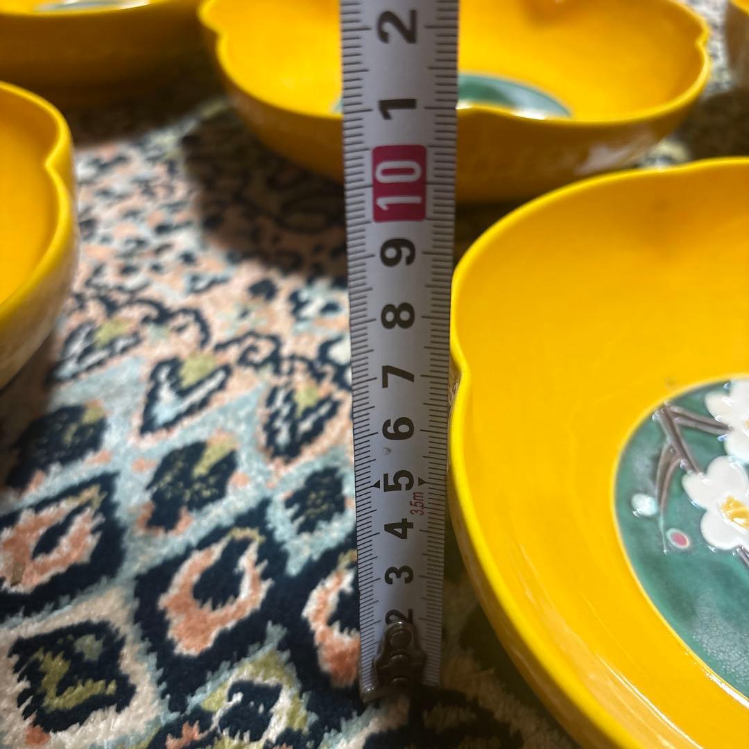 黄交趾 梅鉢 赤沢正中作 共箱