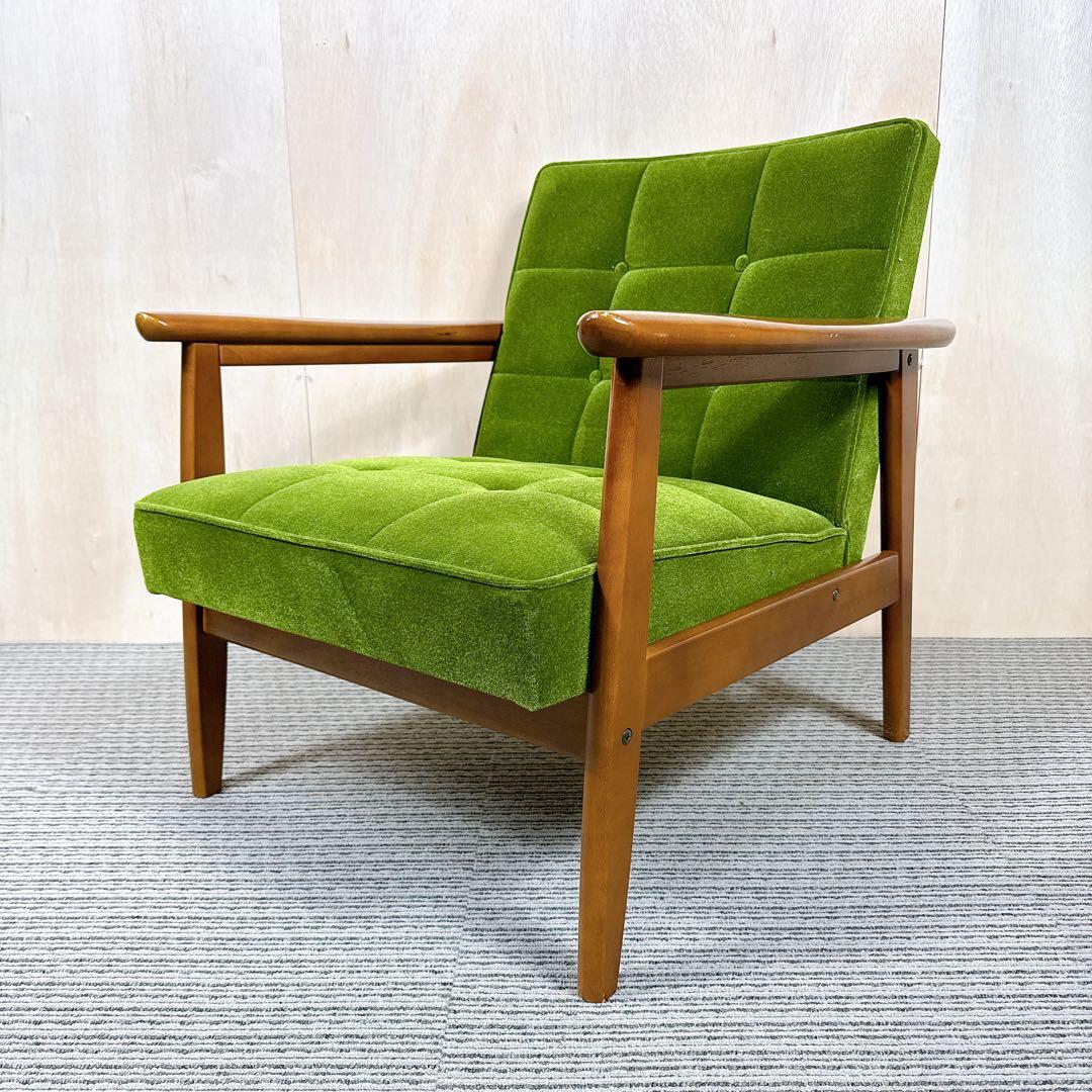 【美品】カリモク60 Kチェア モケットグリーン ソファ 1人