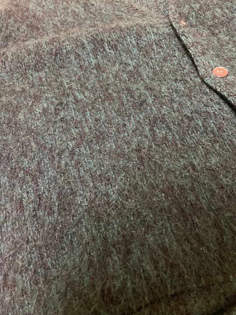 60s モヘアカーディガン 毛足長 ビッグサイズ グランジ グリーン ブラック