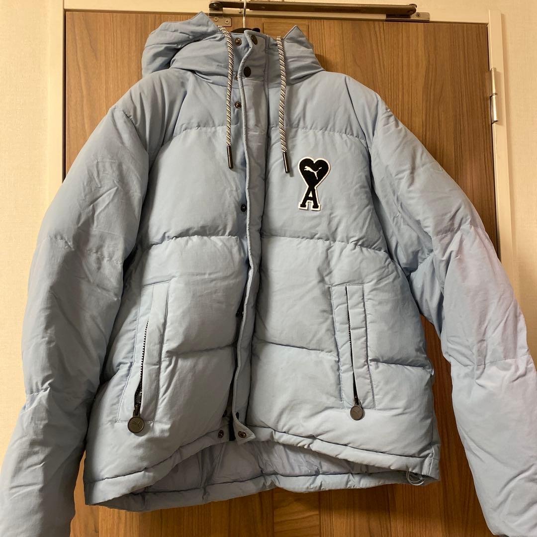 AMIPARIS PUMA フード付きライトブルーダウンジャケット