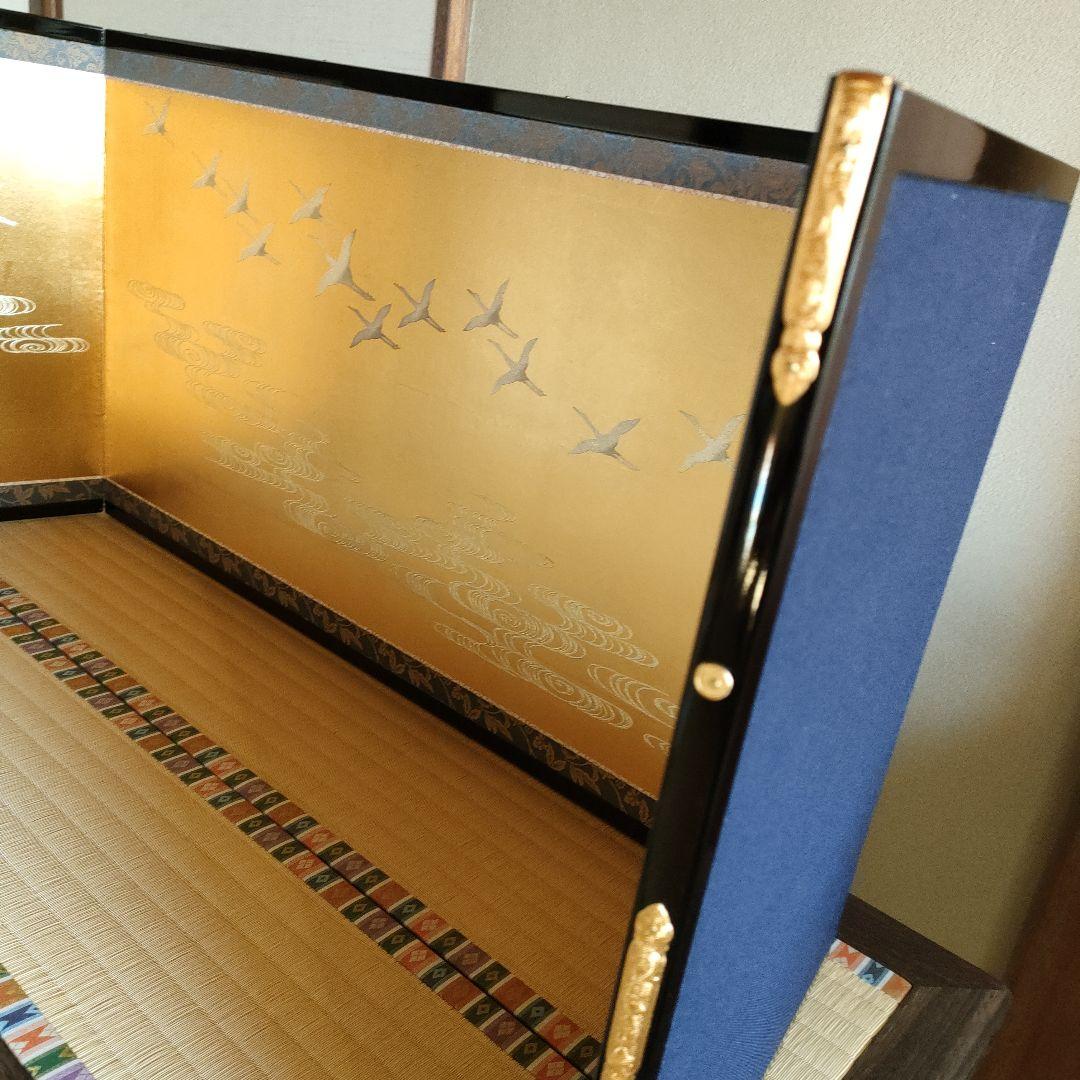 雛人形　雛道具 箔押 流水屏風　粋宝(すいほう)作　高さ46cm (屏風のみ)