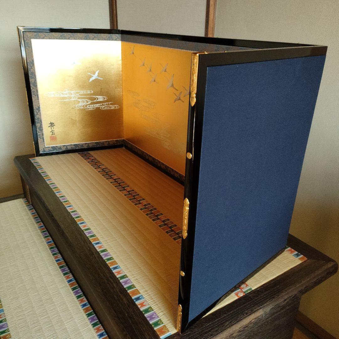 雛人形　雛道具 箔押 流水屏風　粋宝(すいほう)作　高さ46cm (屏風のみ)