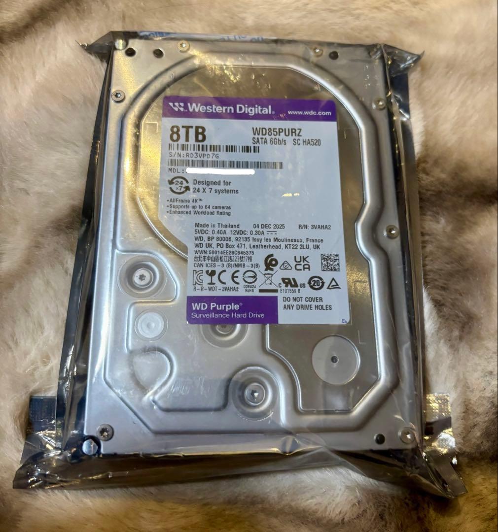 WD Purple 8TB HDD WD85PURZ 新品未開封品