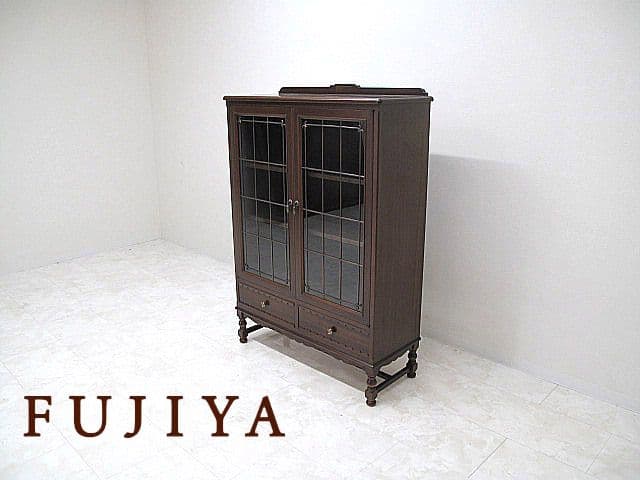 美品メープル不二家「FD-231」キャビネット マホガニー 　書棚 本棚　飾り棚