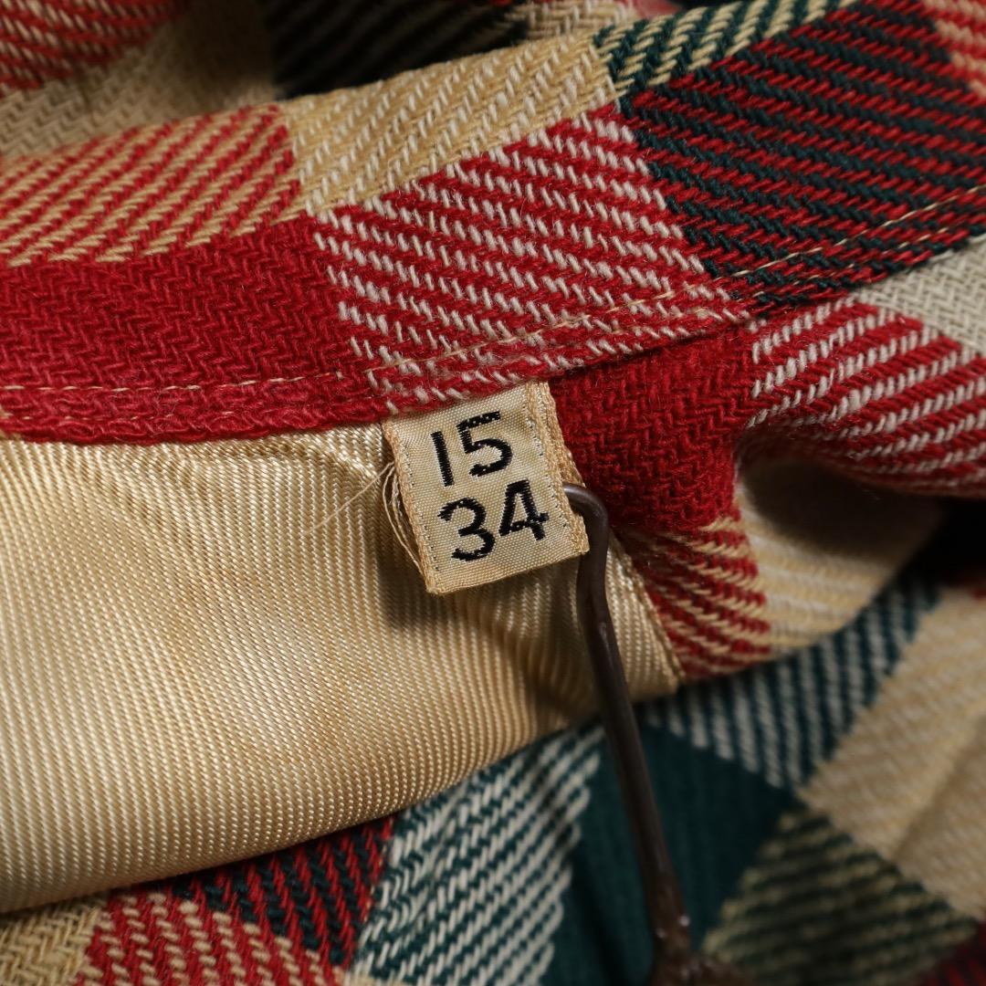 新品 希少 40's ウールシャツ マチ付 チェック ビンテージ 実物 美品