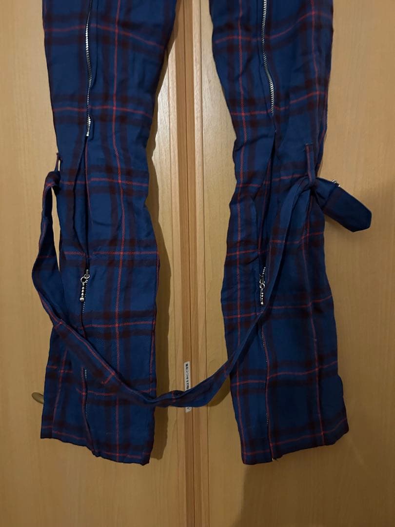 タータンチェック ボンテージパンツ 青