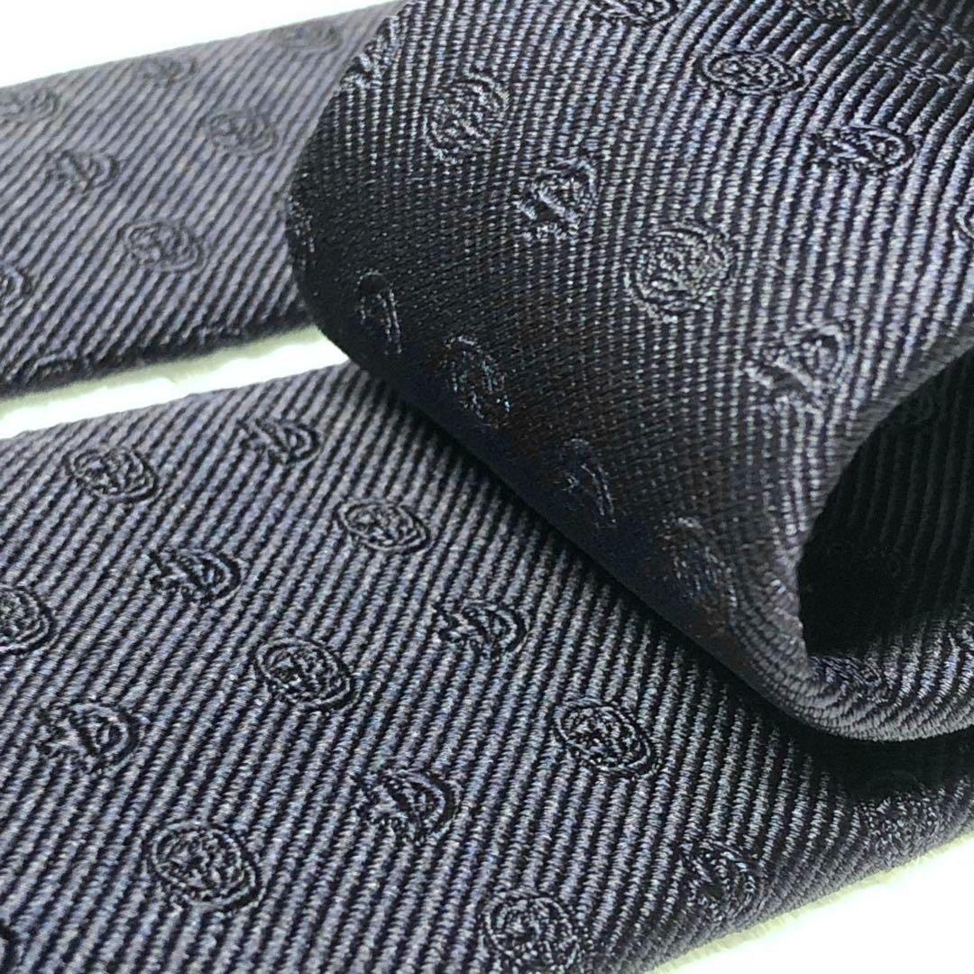 近代モデル★グッチ ネクタイ GG柄 ホースビット シェリーライン ネイビー