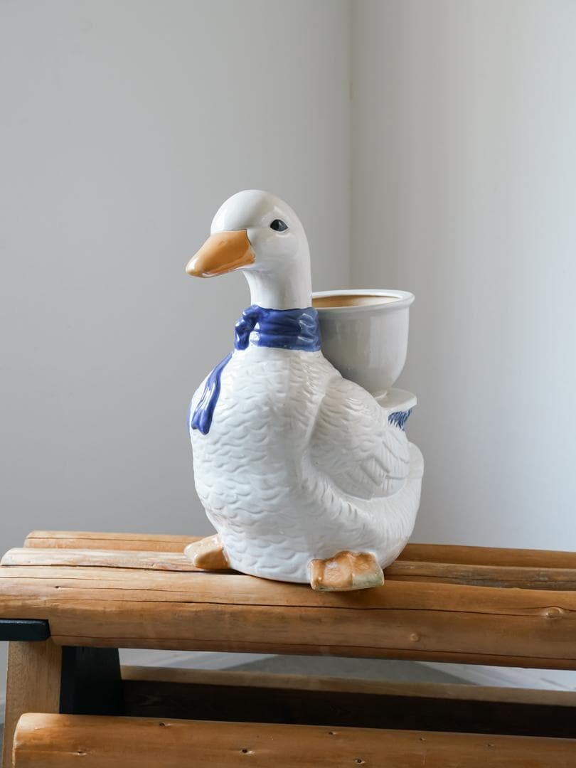 vintage アヒル 陶器 プランター 置物 アンティーク レトロ