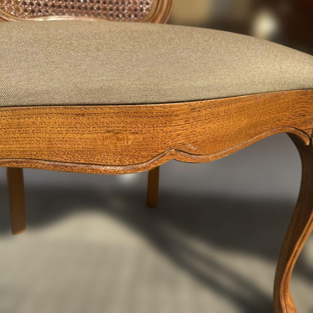 木製ラタンバックダイニングチェア 猫脚